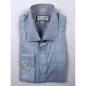 Charles Tyrwhitt Sky Blue Prince of Wales Egyptian Cotton Extra Slim Fit Shirt